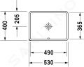 Duravit Starck 3 Umvadlo vstavan 49x37 cm, bez otvoru na batriu, s WonderGliss, biela