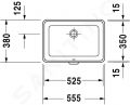 Duravit 2nd floor Umvadlo s prepadom, 53x35 cm, WonderGliss, biela