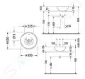 Duravit Bacino Umvadlo na dosku, priemer 42 cm, s prepadom, WonderGliss, biela