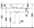 Duravit Bathroom_Foster Umvadlo na dosku, 50x35 cm, s prepadom, bez otvoru na batriu, s WonderGliss, biela