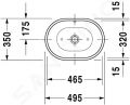 Duravit Bathroom_Foster Umvadlo na dosku, 50x35 cm, s prepadom, bez otvoru na batriu, s WonderGliss, biela