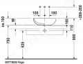 Duravit Bathroom_Foster Umvadlo na dosku, 50x35 cm, s prepadom, bez otvoru na batriu, s WonderGliss, biela
