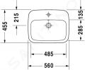 Duravit DuraStyle Umvadlo nbytkov 56x46 cm, s 1 otvorom na batriu, biela