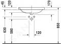 Duravit DuraStyle Umvadlo nbytkov 62x50 cm, s 1 otvorom na batriu, s WonderGliss, biela