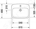 Duravit DuraStyle Umvadlo nbytkov 615x495 mm, s 1 otvorom na batriu, biela