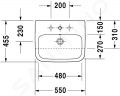 Duravit DuraStyle Umvadlo nbytkov 55x46 cm, s 1 otvorom na batriu, biela