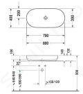 Duravit Luv Umvadlo na dosku, 80x40 cm, bez prepadu, WonderGliss, biela/matn siv