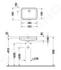 Duravit Soleil by Starck Umvadlo, 490x350 mm, zpustn, s prepadom, bez otvoru na batriu, WonderGliss, biela