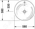 Duravit Starck 1 Nbytkov umvadlo s prepadom, priemer 580 mm, WonderGliss. biela