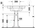 Duravit 1930 Umvadlo, 700x500 mm, s prepadom, 1 otvor na batriu, WonderGliss, biela