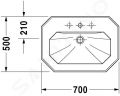 Duravit 1930 Umvadlo, 700x500 mm, s prepadom, 1 otvor na batriu, WonderGliss, biela