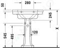 Duravit 1930 Umvadlo, 70x50 cm, s prepadom, 1 otvor na batriu, biela