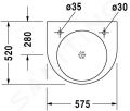 Duravit Architec Umvadlo bezbarirov, 575x520 mm, bez prepadu, biela