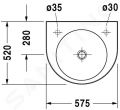 Duravit Architec Umvadlo, 575x520 mm, bez prepadu, 1 otvor vpravo, biela