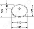 Duravit Santosa Umvadlo zpustn, 51x38 cm, s prepadom, biela