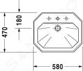 Duravit 1930 Umvadlo nbytkov, 580x470 mm, s prepadom, 1 otvor na batriu, WonderGliss, biela