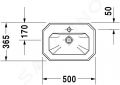 Duravit 1930 Umvadlo 50x37 cm, s prepadom, s otvorom na batriu, WonderGliss, biela