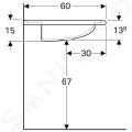 Geberit Vitalis Zdravotn bezotvorov umvadlo, 650x600 mm, biela