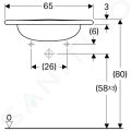 Geberit Vitalis Zdravotn bezotvorov umvadlo s prepadom, 650x600 mm, biela