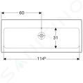 Geberit iCon Dvojumvadlo, 120x49 cm, s prepadom, bez otvoru na batrie, KeraTect, biele