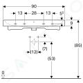 Geberit iCon Umvadlo, 90x49 cm, s prepadom, otvor na batriu, biela