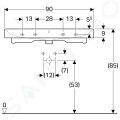 Geberit iCon Umvadlo, 900x485 mm, s prepadom, otvor na batriu, biela