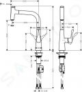 Hansgrohe Metris Select Pkov drezov batria 240 s vyahovacm vtokom, vzhad nerezov