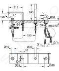 Grohe Lineare Batria na okraj vane, 4-otvorov batria, chrm