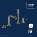 Grohe Essence Bat�ria na okraj vane, �tvorotvorov� in�tal�cia, kefovan� tmav� grafit
