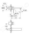 Grohe Eurocube Umvadlov batria pod omietku, 2-otvorov intalcia, kefovan Hard Graphite