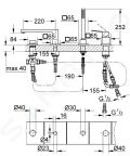 Grohe Eurocube Vaov batria na okraj vane, 4-otvorov intalcia, chrm