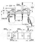 Grohe Eurocube Vaov batria na okraj vane, 4-otvorov intalcia, kefovan Hard Graphite