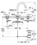 Grohe Concetto Umvadlov batria s vpustom, 3-otvorov intalcia, chrm