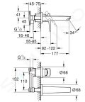 Grohe BauEdge Umvadlov batria pod omietku, 2-otvorov intalcia, chrm