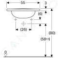 Geberit Vitalis Zdravotn bezotvorov umvadlo s prepadom, 550x550 mm, biela