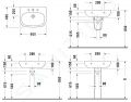 Duravit D-Code Umvadlo, 60x46 cm, s prepadom, s otvorom na batriu, biela