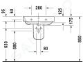 Duravit Happy D.2 Umvadlo, 60x48 cm, s prepadom, s otvorom na batriu, biela