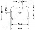 Duravit Happy D.2 Umvadlo, 65x50 cm, s prepadom, s otvorom na batriu, s WonderGliss, biela