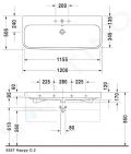 Duravit Happy D.2 Umvadlo, 120x51 cm, s prepadom, otvor na batriu, biela
