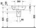 Duravit DuraStyle Umvadlo, 55x44 cm, s prepadom, s otvorom na batriu, WonderGliss, biela