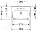 Duravit DuraStyle Umvadlo, 65x44 cm, s prepadom, s otvorom na batriu, WonderGliss, biela