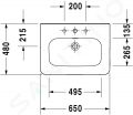Duravit DuraStyle Umvadlo, 65x48 cm, s prepadom, s otvorom na batriu, biela