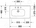 Duravit DuraStyle Umvadlo, 80x48 cm, s prepadom, s otvorom na batriu, biela