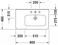 Duravit DuraStyle Umvadlo, 80x48 cm, s prepadom, s otvorom na batriu, biela
