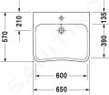 Duravit DuraStyle Umvadlo, 65x57 cm, s 1 otvorom na batriu, biela