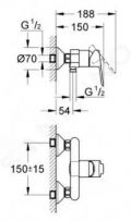 Grohe BauEdge Pkov sprchov batria, chrm