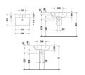 Duravit ME by Starck Um�vadlo 60x46 cm, s prepadom, otvor na bat�riu, DuraShield, matn� biela