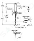 Grohe Essence Pkov umvadlov batria S ES, chrm