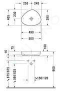 Duravit Cape Cod Asymetrick umvadlov misa 500x405 mm, DuraCeram, WonderGliss, biela