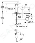 Grohe Eurosmart Cosmopolitan Pkov umvadlov batria ES, chrm